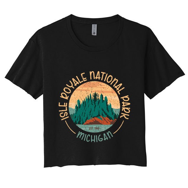 Isle Royale Michigan National Park Moose Sillhouete Crop Top