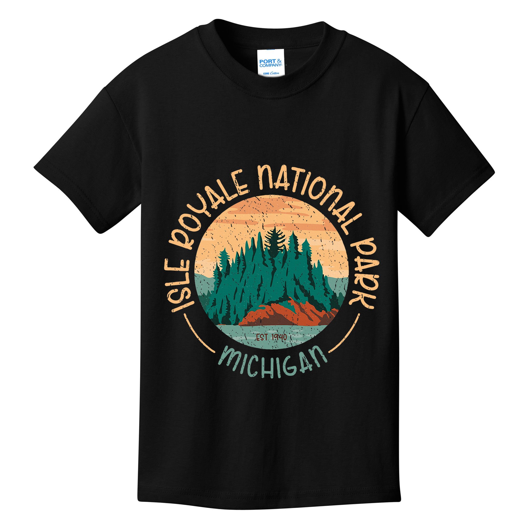 Isle Royale Michigan National Park Moose Sillhouete Kids T-Shirt