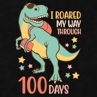 I Roared My Way Through 100 Days Dinosaur Ladies PosiCharge Tri-Blend Wicking Tank