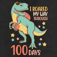 I Roared My Way Through 100 Days Dinosaur 7 Panel Mesh Trucker Snapback Hat