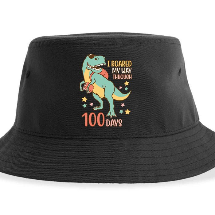 I Roared My Way Through 100 Days Dinosaur Sustainable Bucket Hat