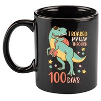 I Roared My Way Through 100 Days Dinosaur 11oz C Handle Ceramic Mug