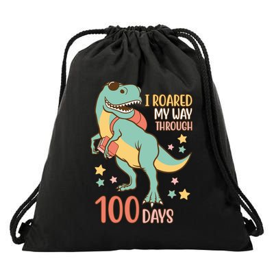 I Roared My Way Through 100 Days Dinosaur Drawstring Bag