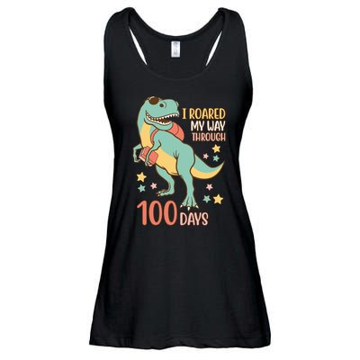 I Roared My Way Through 100 Days Dinosaur Ladies Essential Flowy Tank