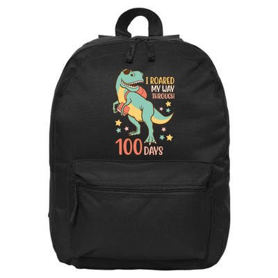 I Roared My Way Through 100 Days Dinosaur 16 in Basic Backpack