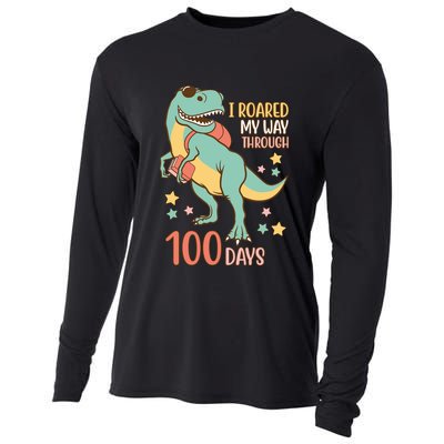 I Roared My Way Through 100 Days Dinosaur Cooling Performance Long Sleeve Crew
