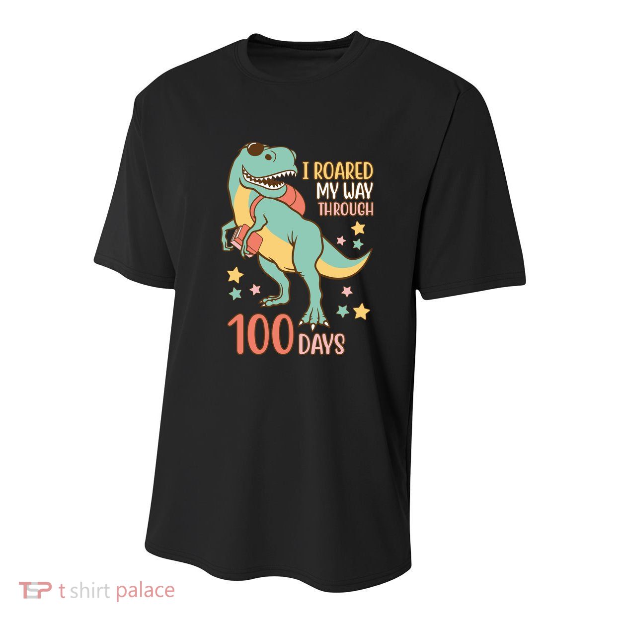 I Roared My Way Through 100 Days Dinosaur Youth Performance Sprint T-Shirt