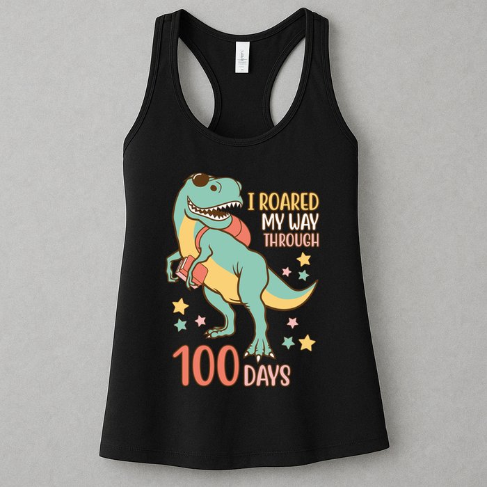 I Roared My Way Through 100 Days Dinosaur Womens Tank Top
