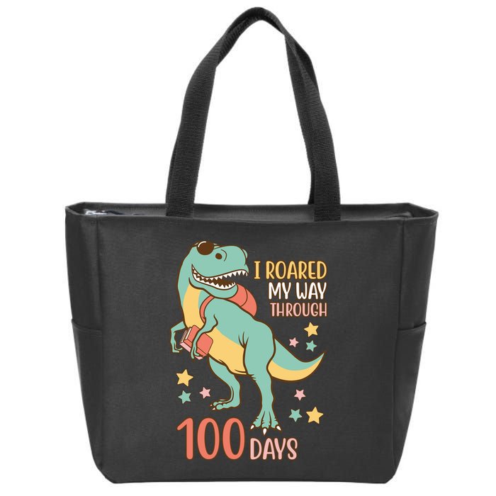 I Roared My Way Through 100 Days Dinosaur Zip Tote Bag