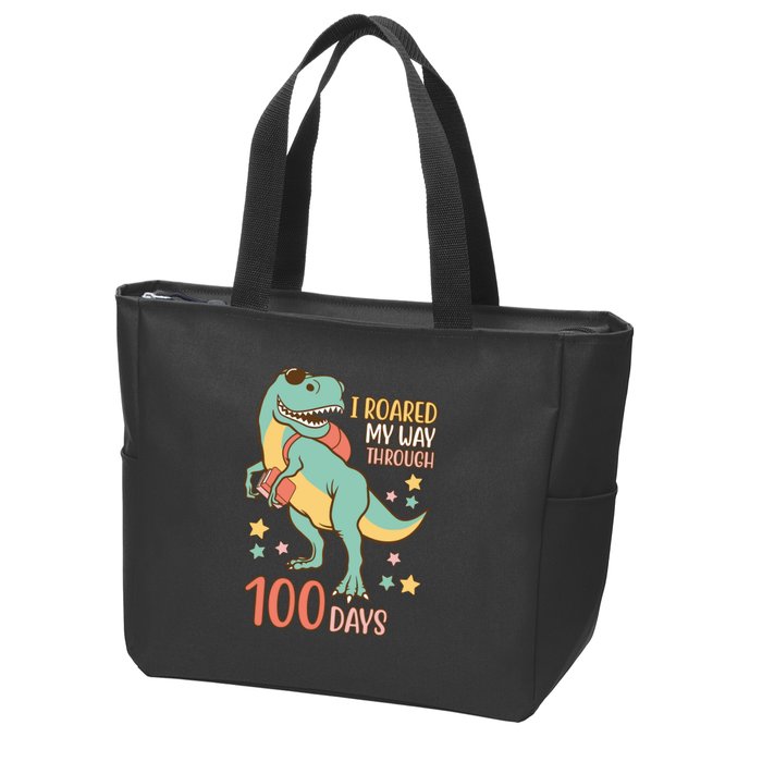 I Roared My Way Through 100 Days Dinosaur Zip Tote Bag
