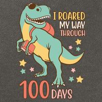 I Roared My Way Through 100 Days Dinosaur Cotton Canvas Backpack