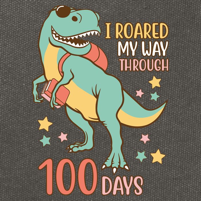 I Roared My Way Through 100 Days Dinosaur Cotton Canvas Backpack