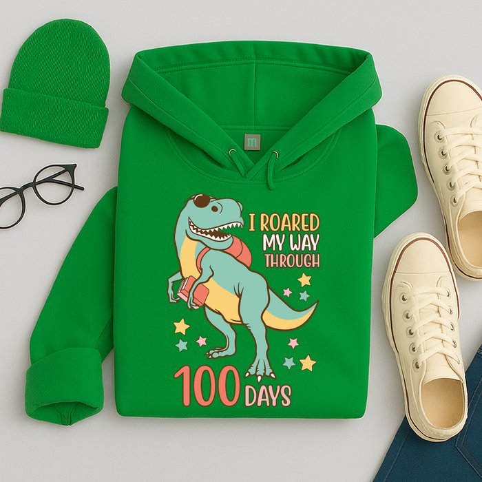 I Roared My Way Through 100 Days Dinosaur Hoodie
