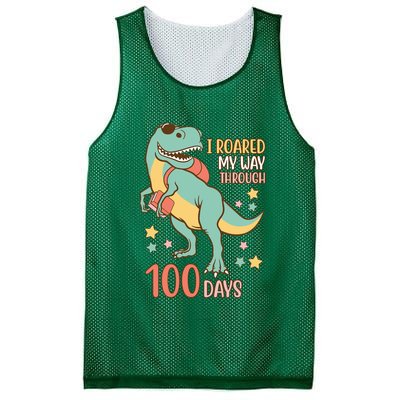 I Roared My Way Through 100 Days Dinosaur Mesh Reversible Basketball Jersey Tank