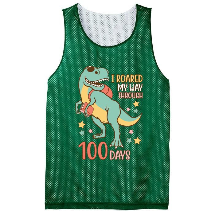 I Roared My Way Through 100 Days Dinosaur Mesh Reversible Basketball Jersey Tank