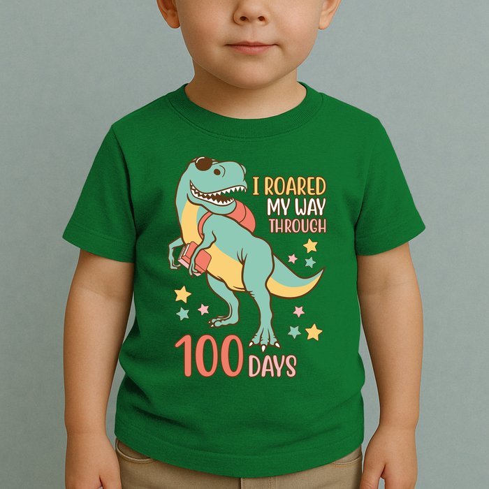 I Roared My Way Through 100 Days Dinosaur Toddler T-Shirt