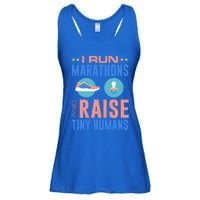 I Run Marathons And Raise Tiny Hu Funny Mom Runner Gift Ladies Essential Flowy Tank