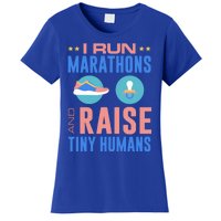 I Run Marathons And Raise Tiny Hu Funny Mom Runner Gift Women's T-Shirt