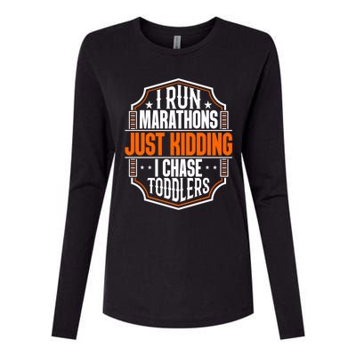 I Run Marathons Just Ding Chase Funny Mom Gift Womens Cotton Relaxed Long Sleeve T-Shirt