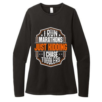 I Run Marathons Just Ding Chase Funny Mom Gift Womens CVC Long Sleeve Shirt