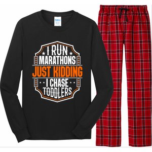 I Run Marathons Just Ding Chase Funny Mom Gift Long Sleeve Pajama Set