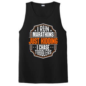 I Run Marathons Just Ding Chase Funny Mom Gift PosiCharge Competitor Tank