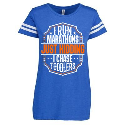 I Run Marathons Just Ding Chase Funny Mom Gift Enza Ladies Jersey Football T-Shirt