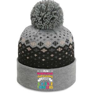 I Run Marathons Just Ding Chase Teacher Mom Gift The Baniff Cuffed Pom Beanie