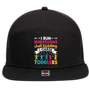 I Run Marathons Just Ding Chase Teacher Mom Gift 7 Panel Mesh Trucker Snapback Hat