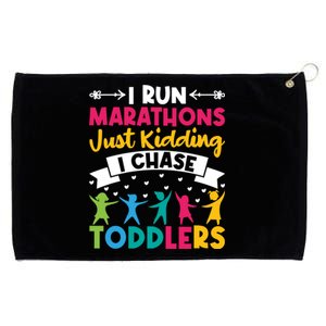 I Run Marathons Just Ding Chase Teacher Mom Gift Grommeted Golf Towel