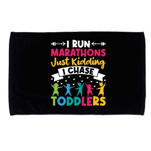 I Run Marathons Just Ding Chase Teacher Mom Gift Microfiber Hand Towel