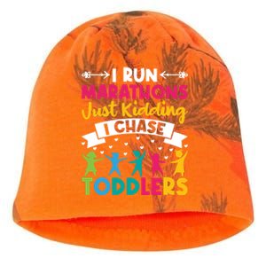 I Run Marathons Just Ding Chase Teacher Mom Gift Kati - Camo Knit Beanie