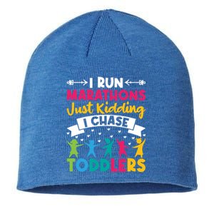 I Run Marathons Just Ding Chase Teacher Mom Gift Sustainable Beanie