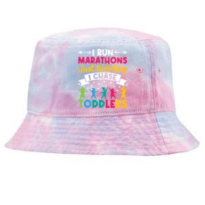 I Run Marathons Just Ding Chase Teacher Mom Gift Tie-Dyed Bucket Hat