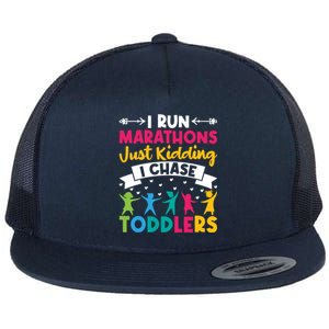 I Run Marathons Just Ding Chase Teacher Mom Gift Flat Bill Trucker Hat