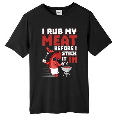 I Rub My Meat Before I Stick It In Design Summer BBQ Theme Tall Fusion ChromaSoft Performance T-Shirt