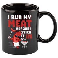 I Rub My Meat Before I Stick It In Design Summer BBQ Theme 11oz C Handle Ceramic Mug