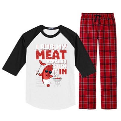 I Rub My Meat Before I Stick It In Design Summer BBQ Theme Raglan Sleeve Pajama Set