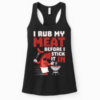 I Rub My Meat Before I Stick It In Design Summer BBQ Theme Womens Tank Top