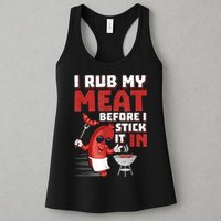 I Rub My Meat Before I Stick It In Design Summer BBQ Theme Womens Tank Top