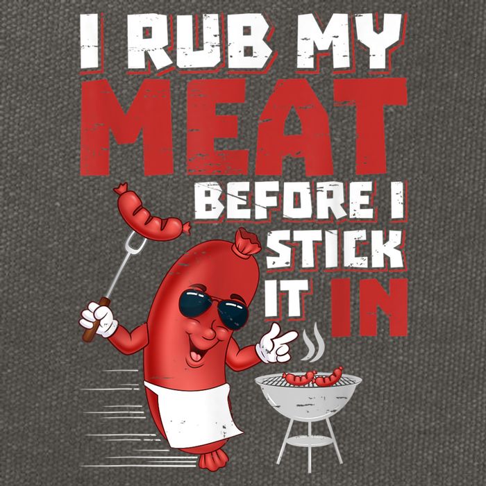 I Rub My Meat Before I Stick It In Design Summer BBQ Theme Cotton Canvas Backpack