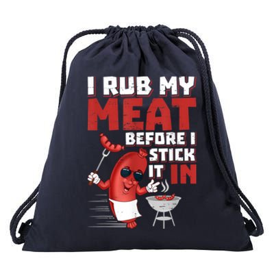 I Rub My Meat Before I Stick It In Design Summer BBQ Theme Drawstring Bag