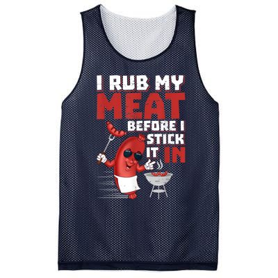 I Rub My Meat Before I Stick It In Design Summer BBQ Theme Mesh Reversible Basketball Jersey Tank