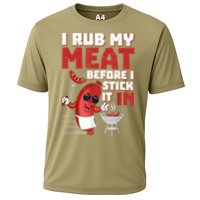 I Rub My Meat Before I Stick It In Design Summer BBQ Theme Cooling Performance Crew T-Shirt