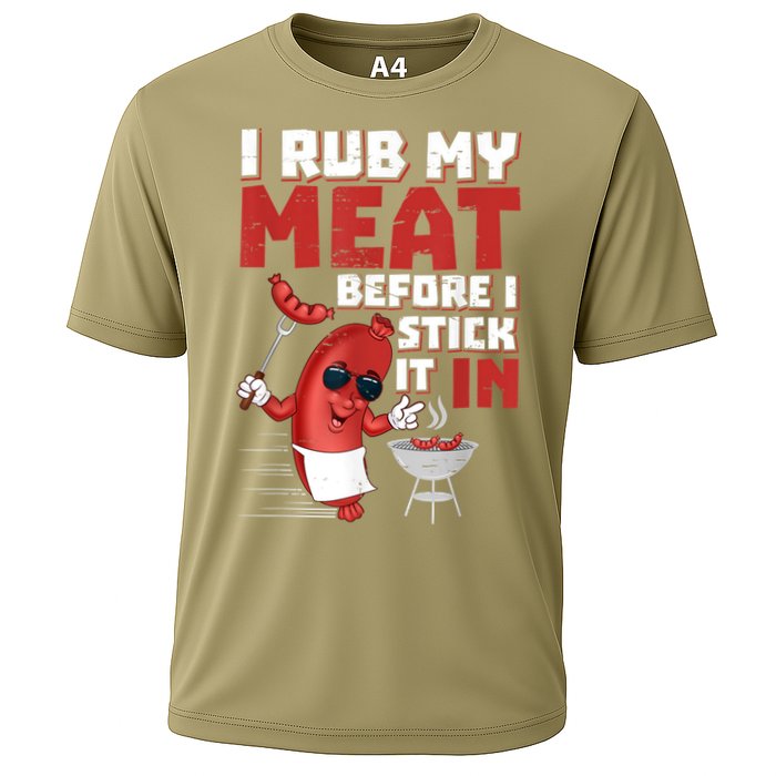I Rub My Meat Before I Stick It In Design Summer BBQ Theme Cooling Performance Crew T-Shirt