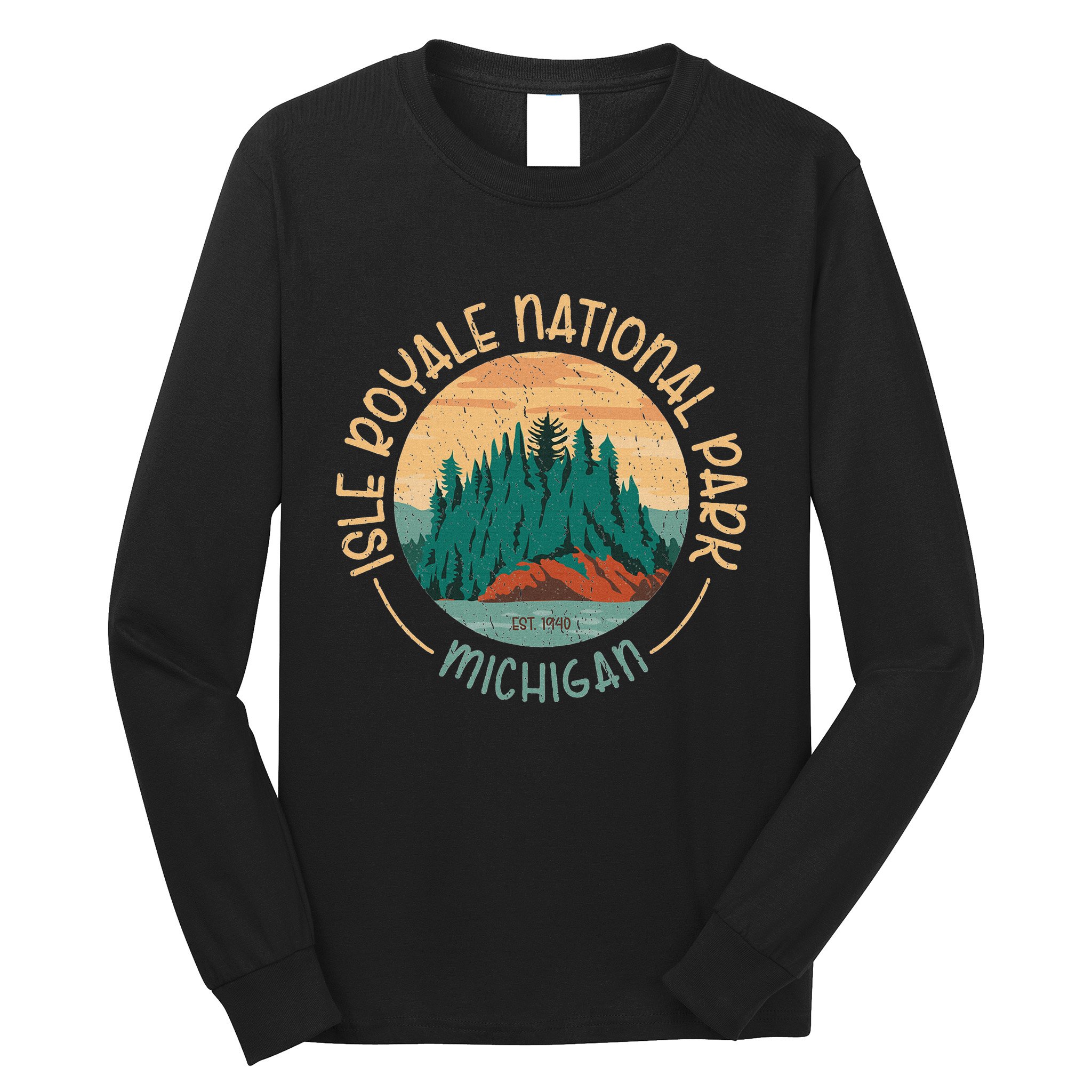 Isle Royale Michigan National Park Moose Sillhouete Long Sleeve Shirt