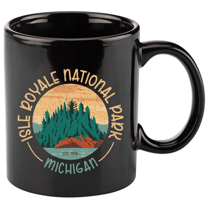Isle Royale Michigan National Park Moose Sillhouete 11oz C Handle Ceramic Mug