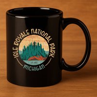 Isle Royale Michigan National Park Moose Sillhouete 11oz C Handle Ceramic Mug