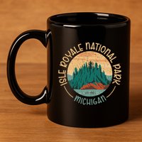 Isle Royale Michigan National Park Moose Sillhouete 11oz C Handle Ceramic Mug