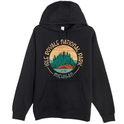 Isle Royale Michigan National Park Moose Sillhouete Premium Pullover Hoodie